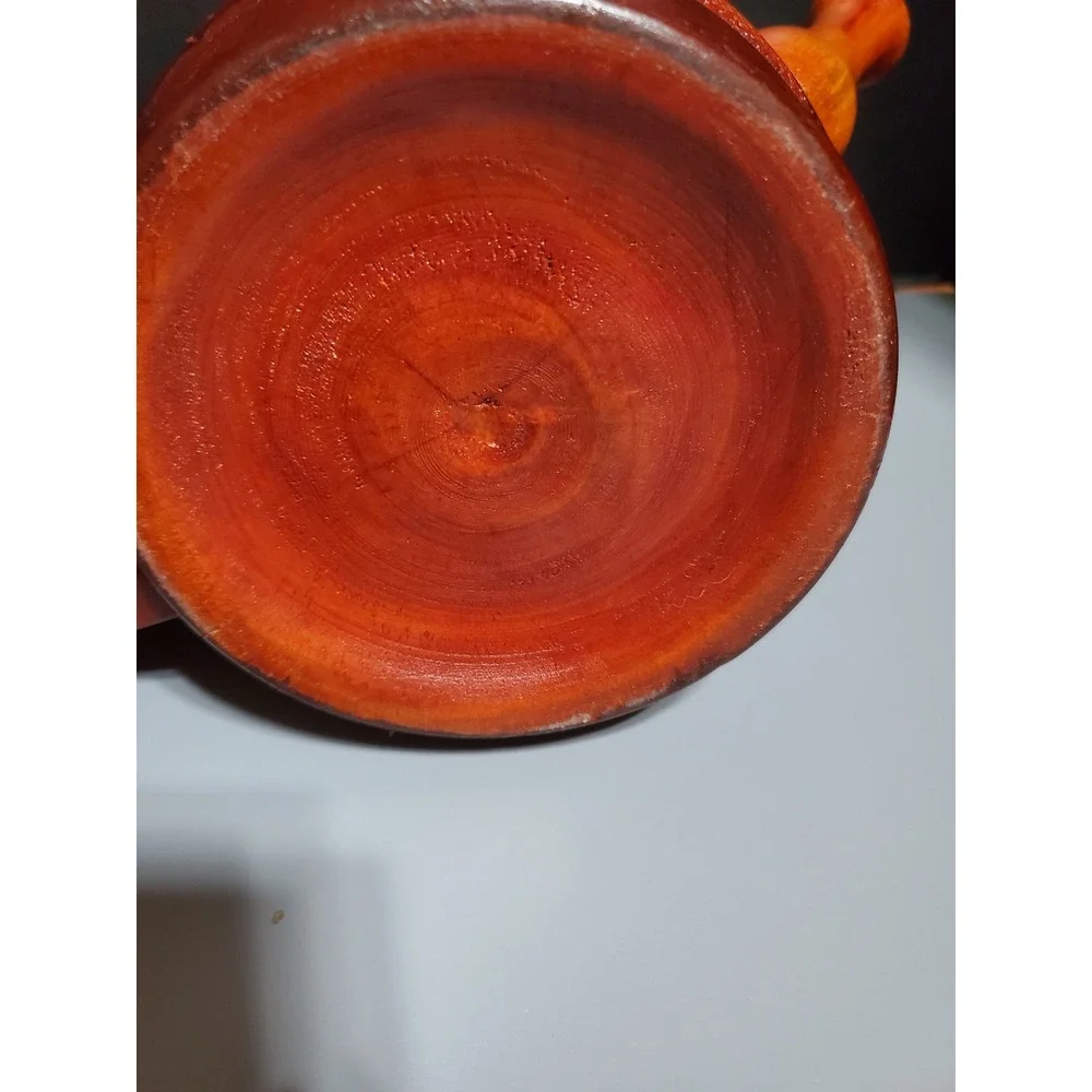 Hand‎ Carved Wood Teapot with Lid Rustic Floral Design Decorative Accent Piece